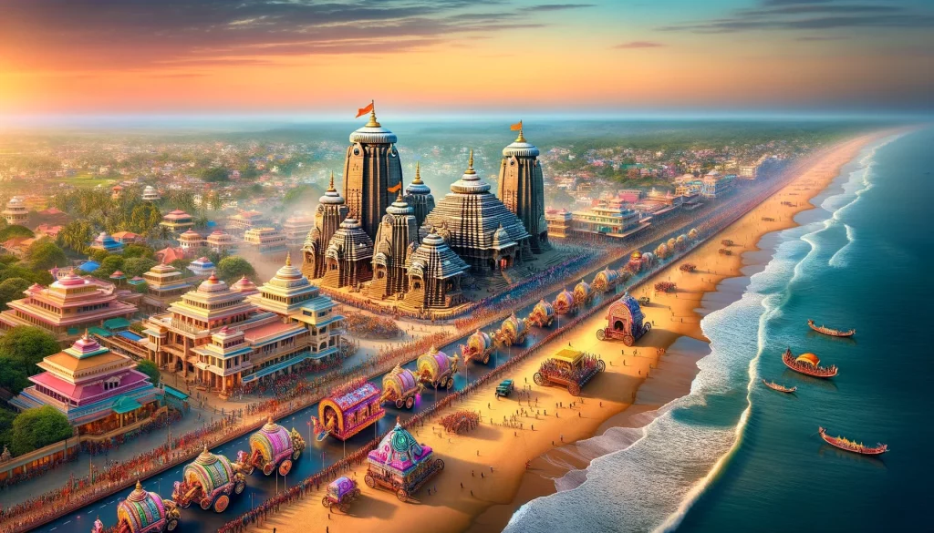 A stunning panoramic view of Puri, Odisha, capturing its essence as a spiritual and cultural destination